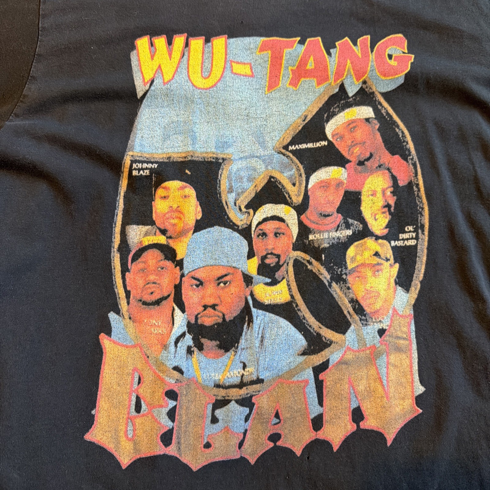 Vintage Wu-Tang Clan Raekwon Ice Cream Fire Exit Faded Black L T-Shirt REPRINT