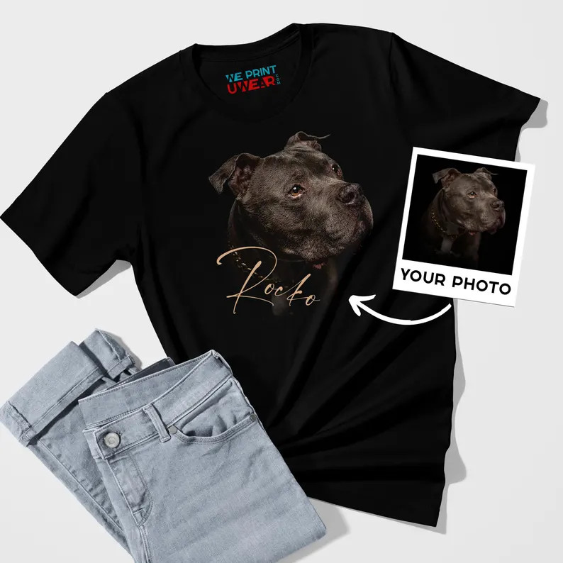 Custom Pet Portrait Comfort Tee Personalized Dog Cat Lover Gift Shirt