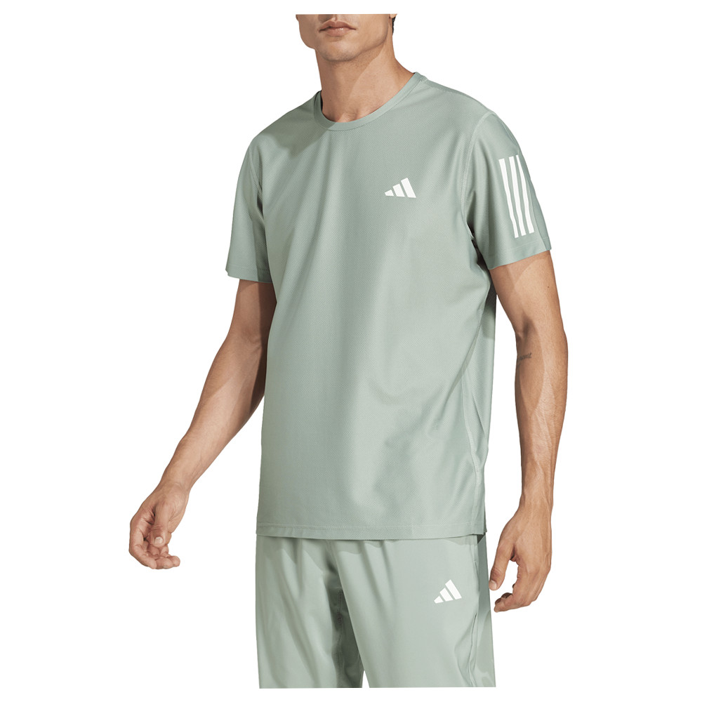 adidas Own The Run Crew Neck Short Sleeve T-Shirt Mens Green Casual Tops JC9793
