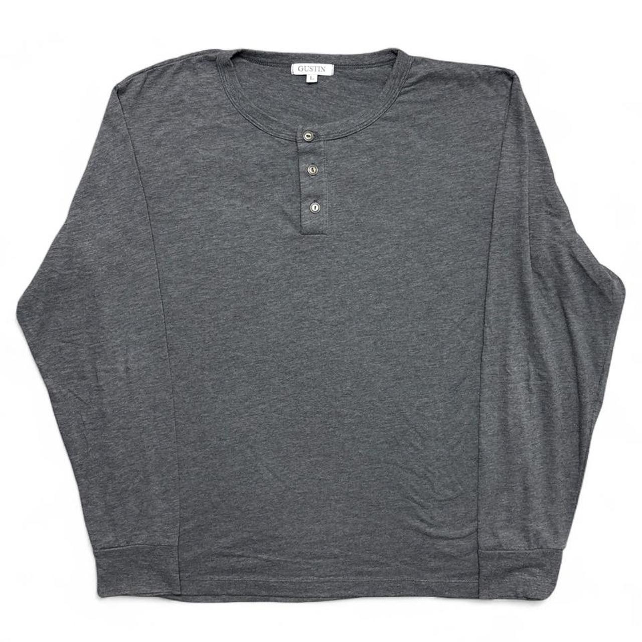 Gustin Henley Shirt Mens Large Gray Long Sleeve Button USA Made Cotton Rayon