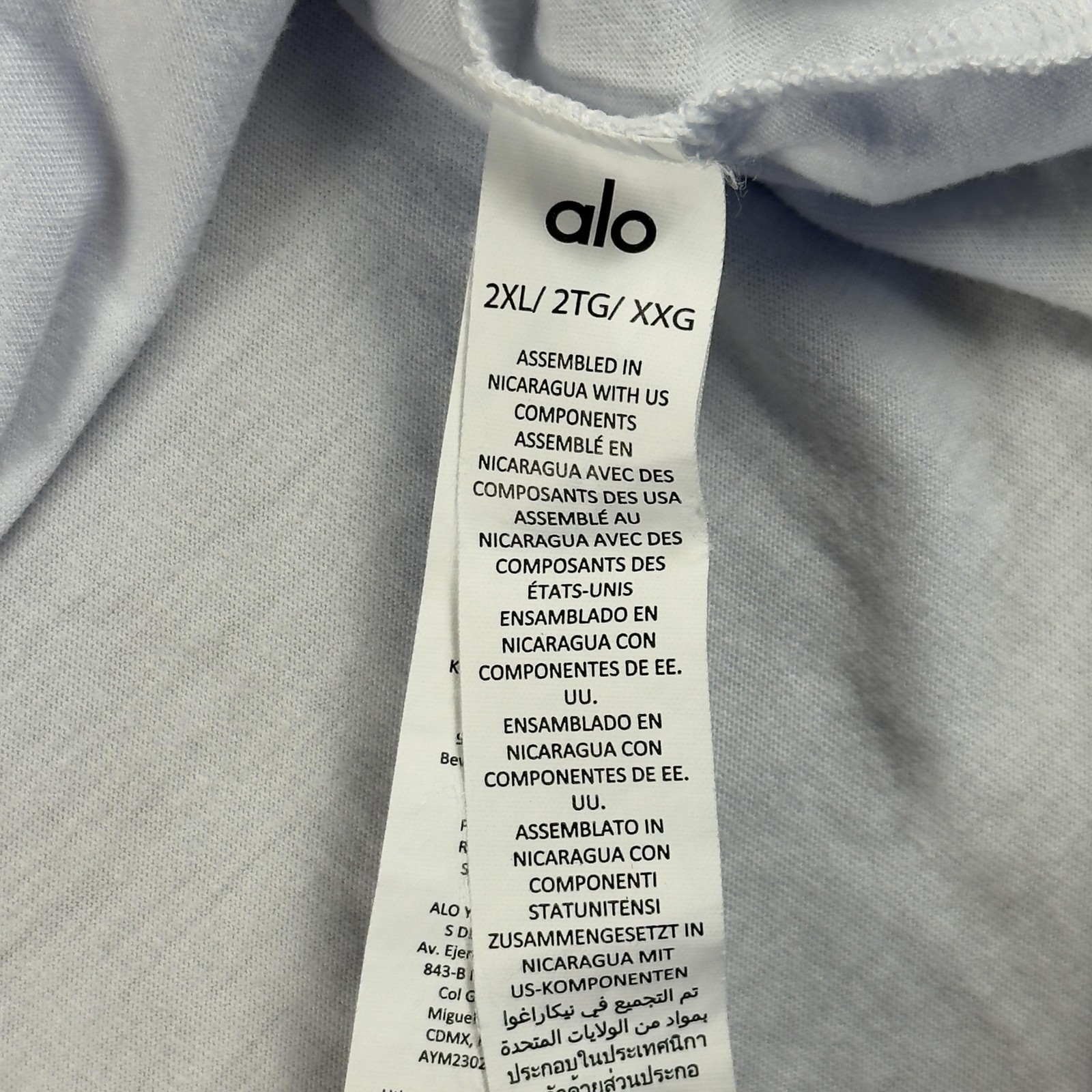 Alo Shirt Mens 2XL White Tagless Tri Blend Jersey Crewneck Tee T-Shirt Soft