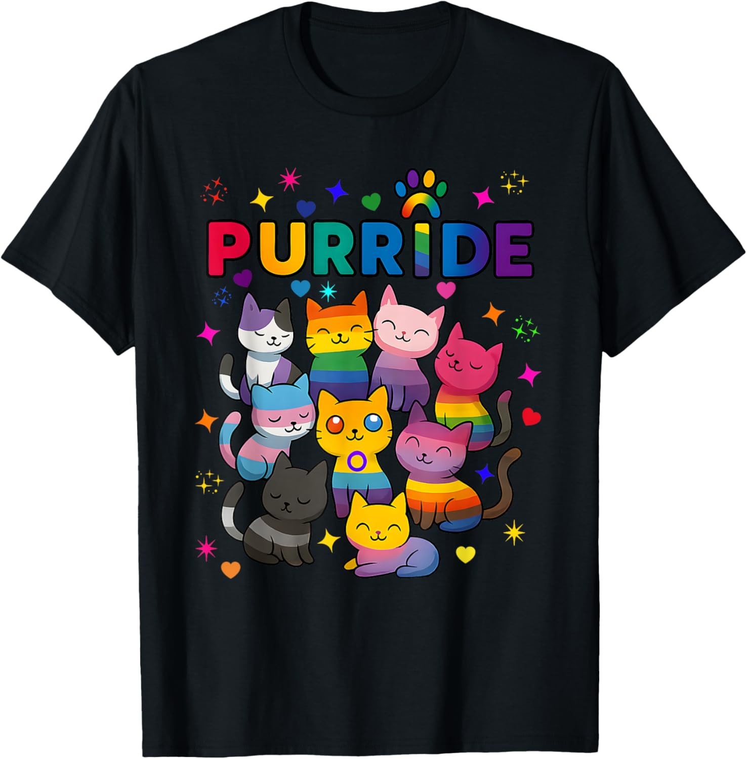 Animal Lovers Purride Cat Pride Ally LGBT Rainbow Women Kids T-Shirt