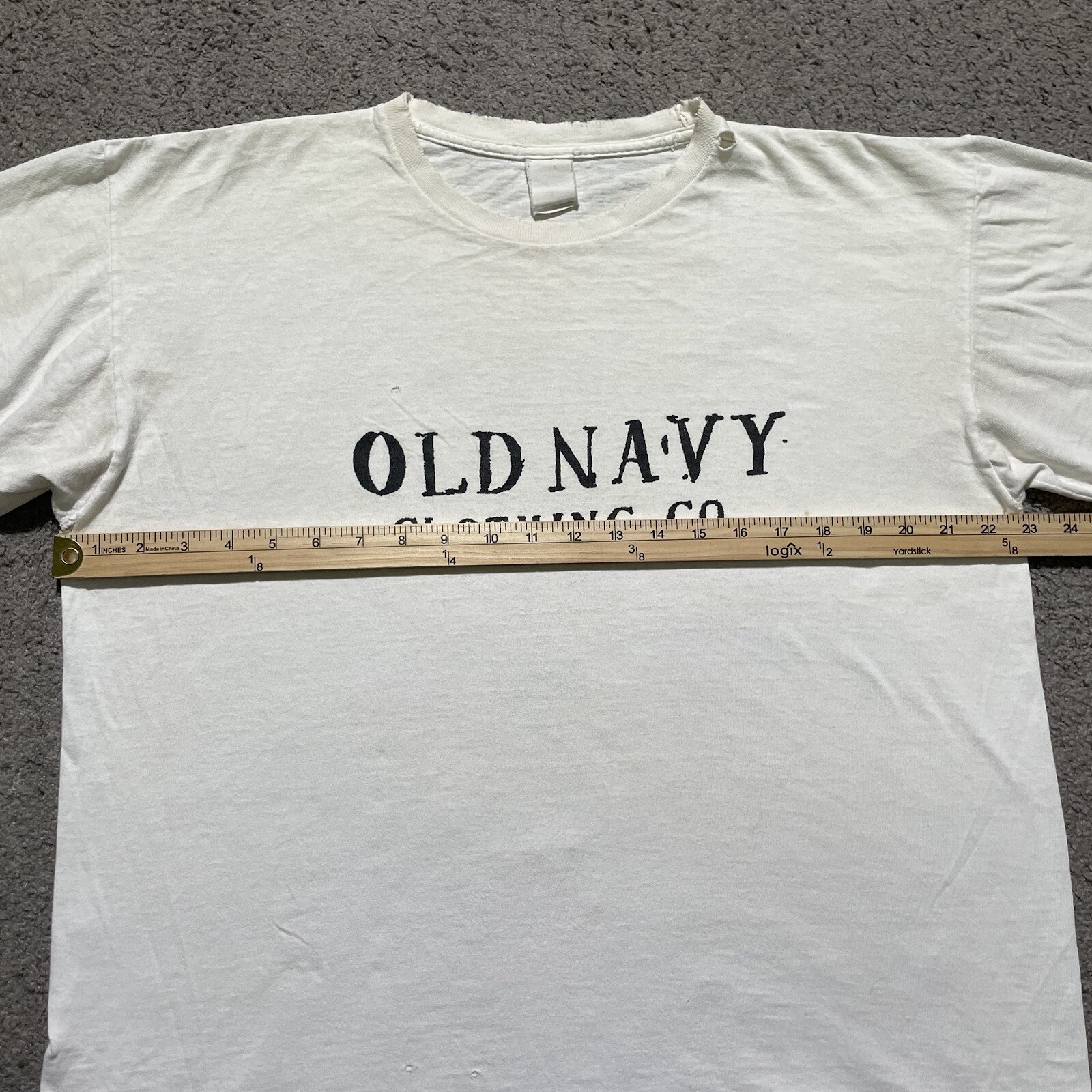 Vintage Old Navy T Shirt Mens Large White Single Stitch Distressed USA Made 1990
