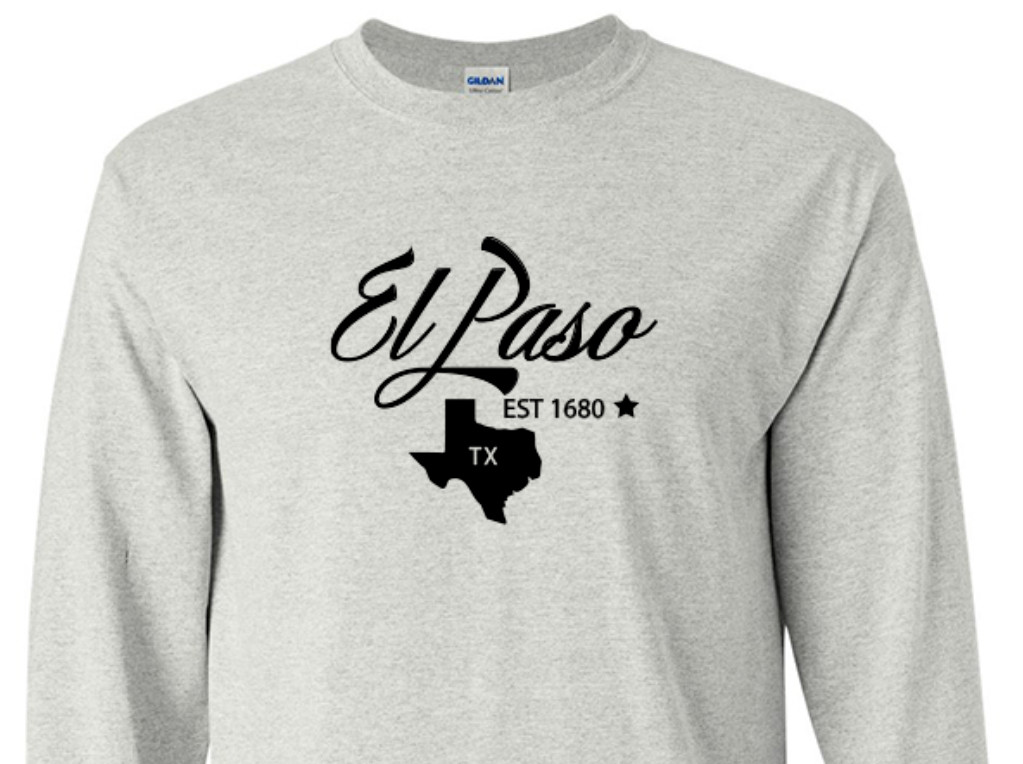 El Paso Texas State T-Shirt Long Sleeve Graphic Tee Unisex apparel Text logo
