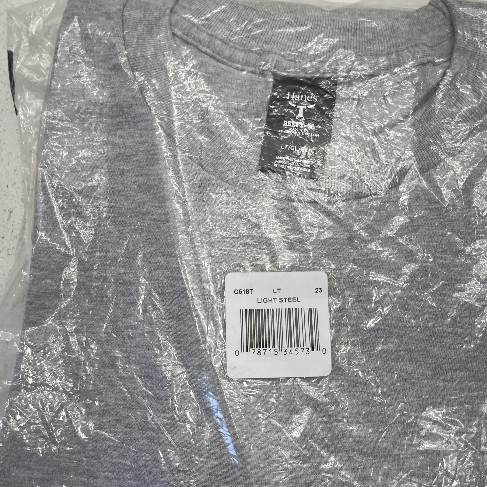 Hanes Shirt Mens LT Gray Beefy-T Big & Tall Crewneck Tee Cotton Blend 2 Pack