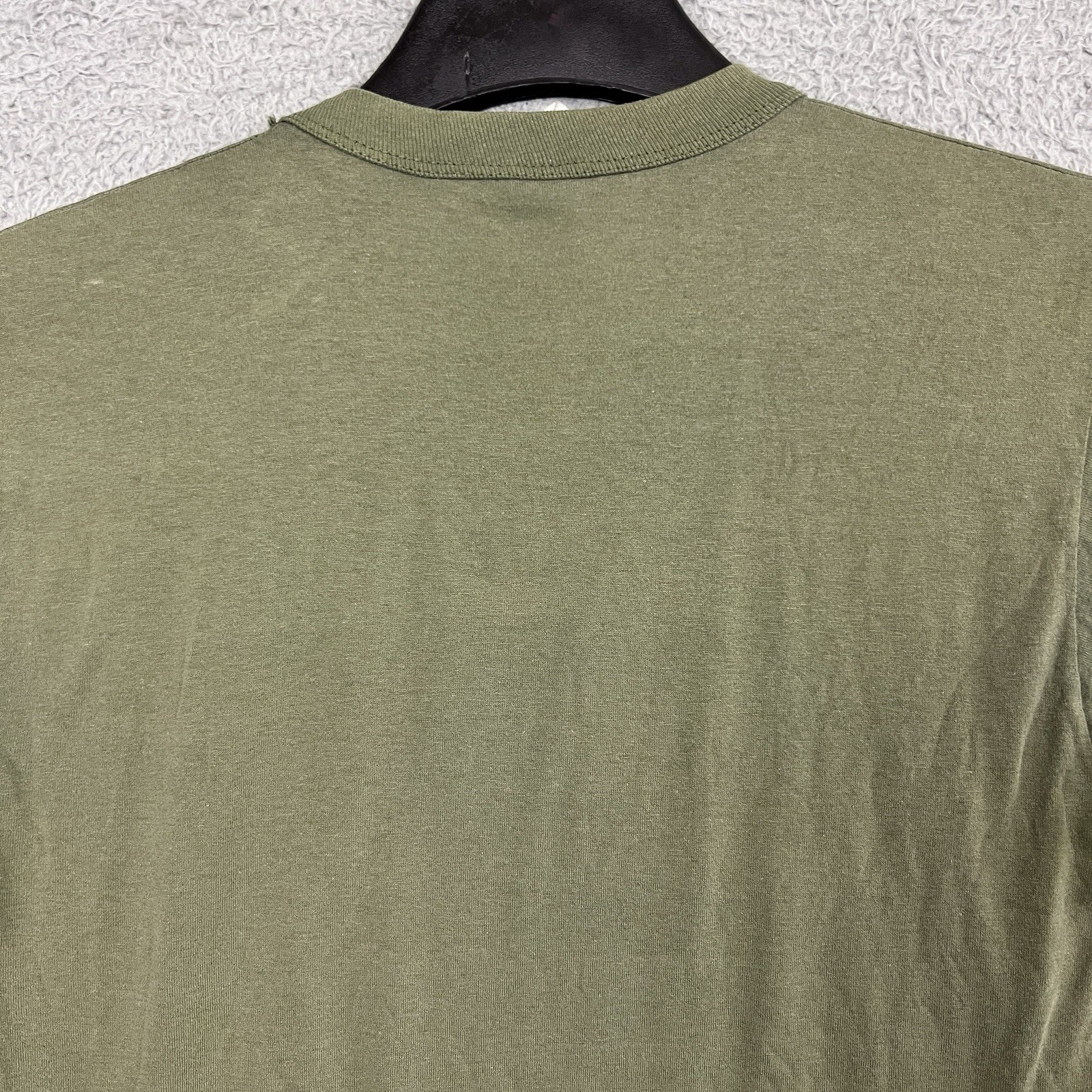 VTG Army Green T Shirt Single Stitch Olive MZRS 16.5” PTP Military Distress 70s