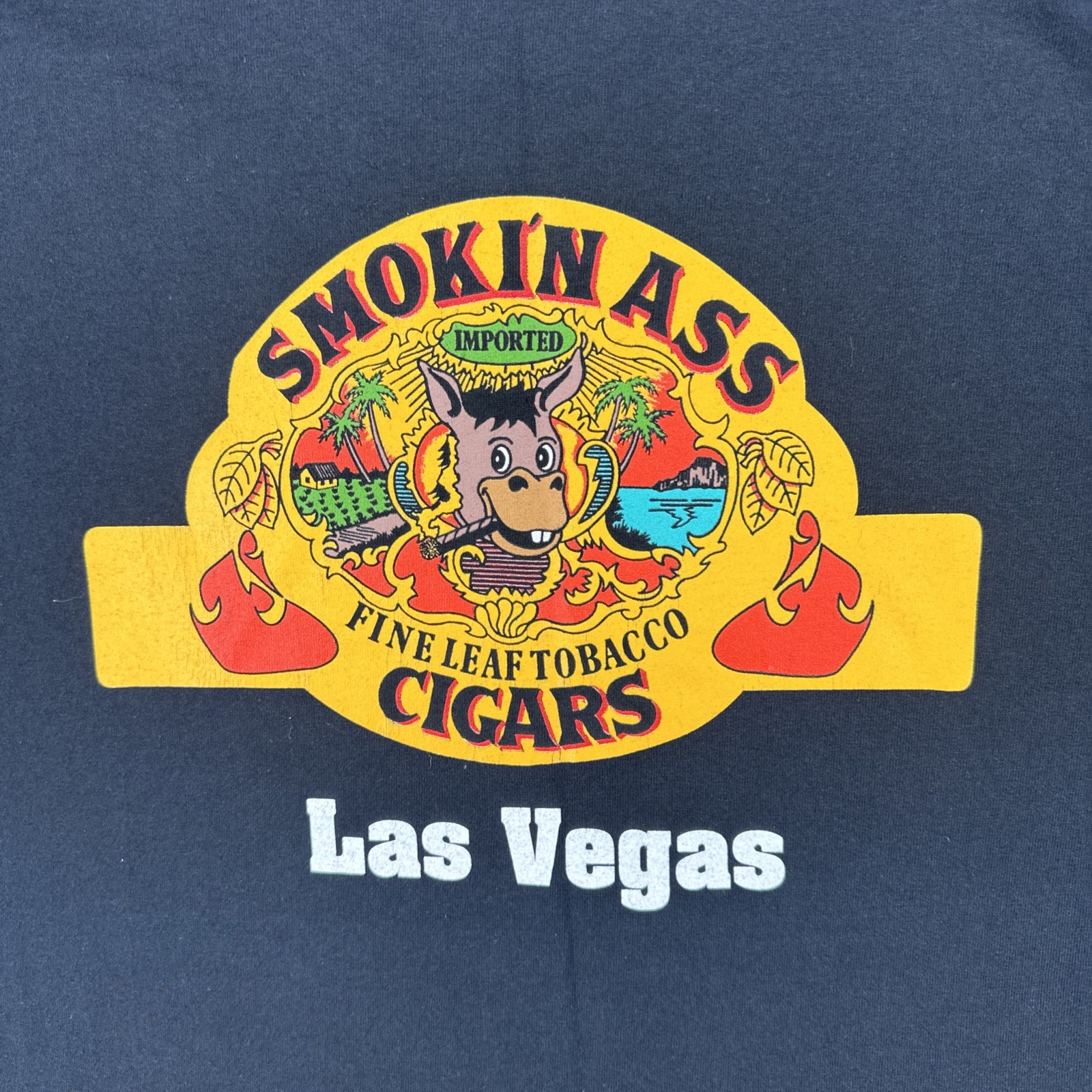 Vintage Gildan L Black Smokin Ass Cigars Hawaii Las Vegas Fine Leaf Tobacco Tee