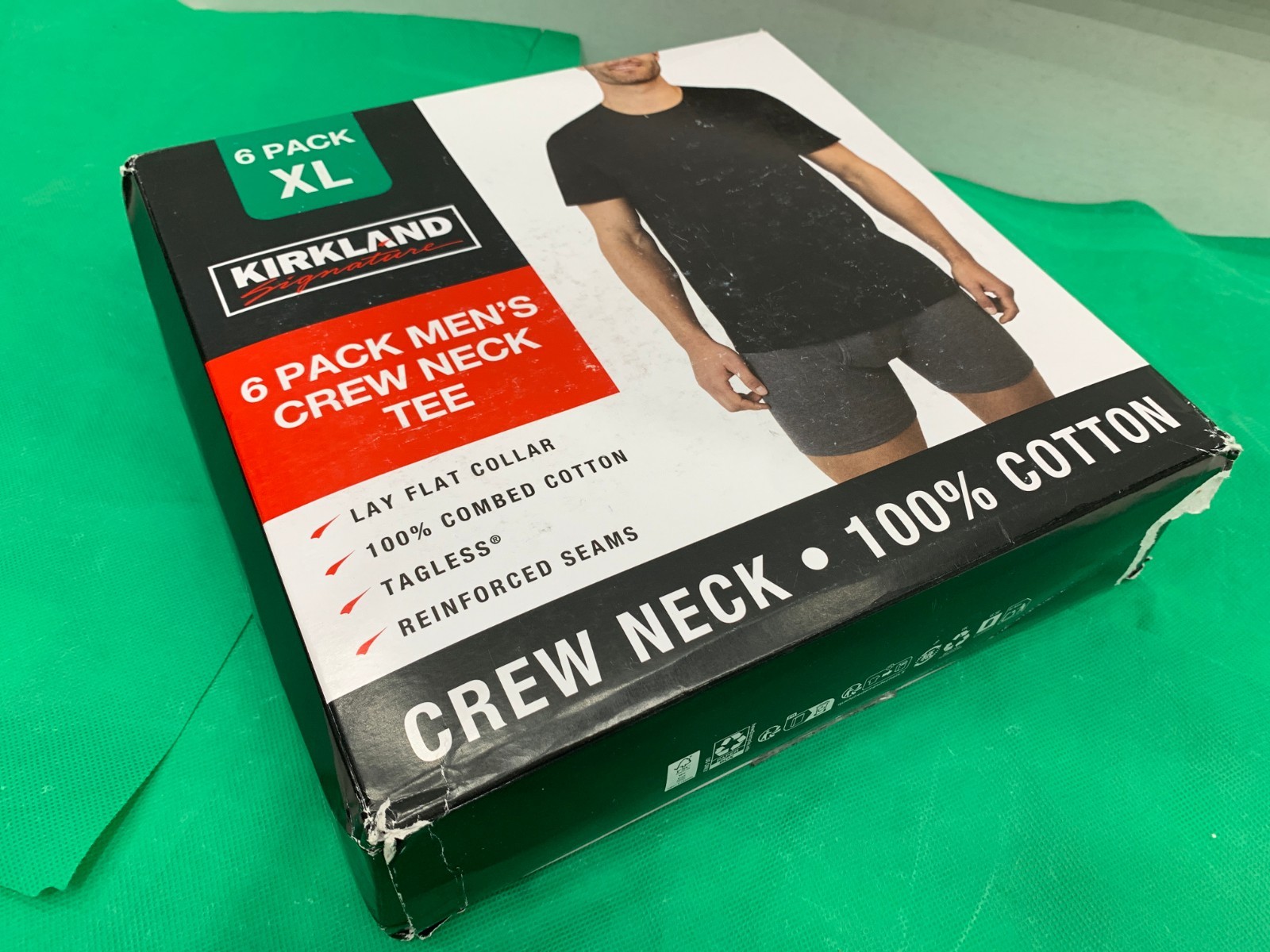 Kirkland Signature Men’s Crew Neck Tee 6-Pack 100% Combed Cotton Black XL