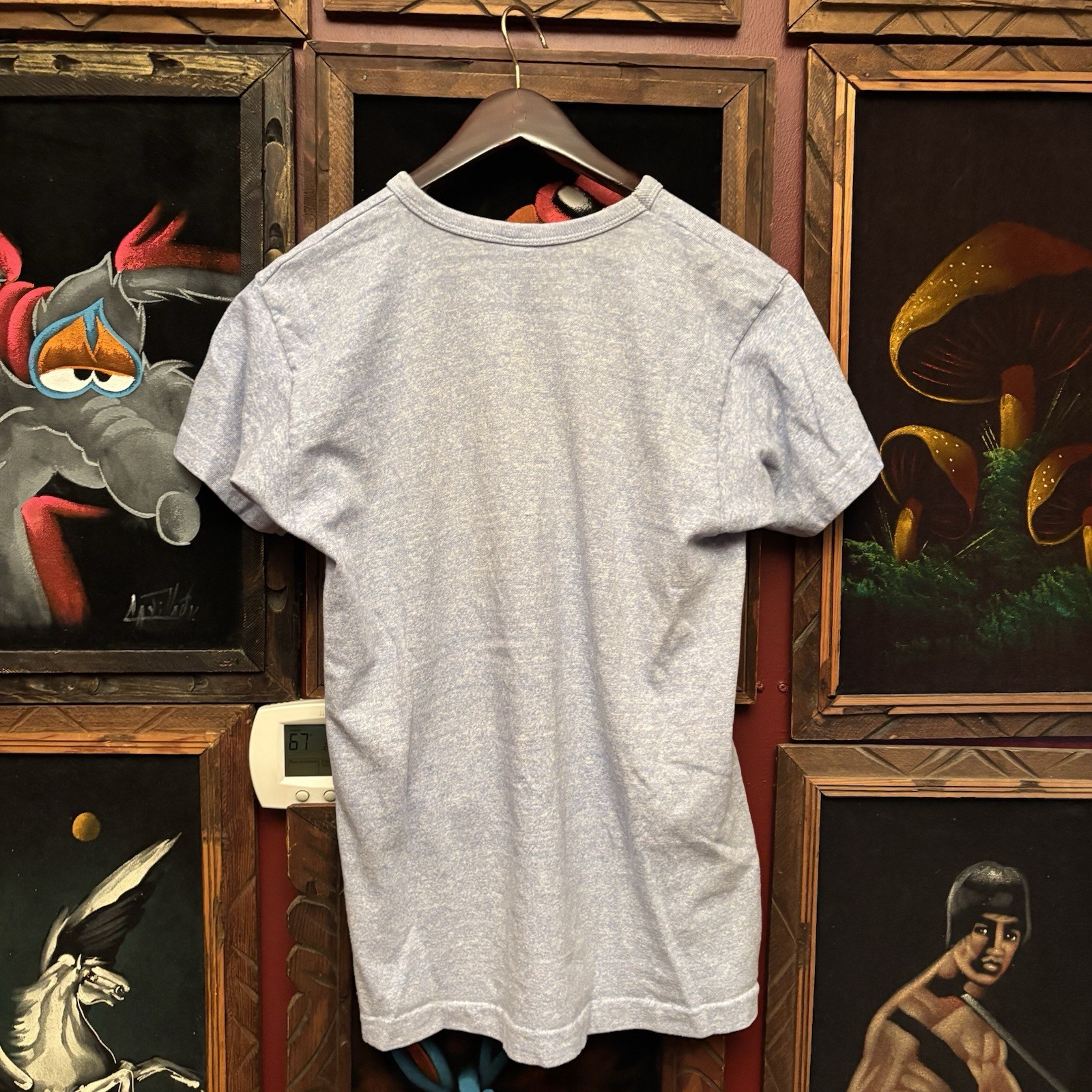 Vintage Champion Blue Bar 70s Heather Blue Cotton Rayon Blend Blank T-Shirt Sz M