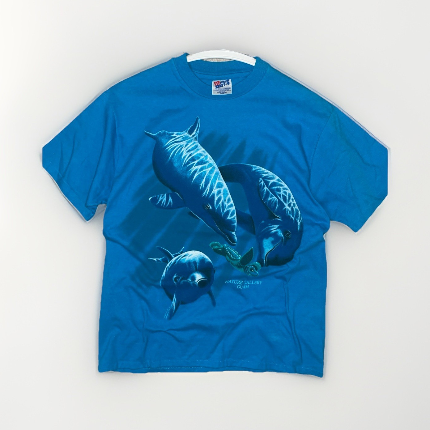 Single Stitch 90’s Blue Dolphin Sea Turtle Nature Gallery Graphic T-Shirt
