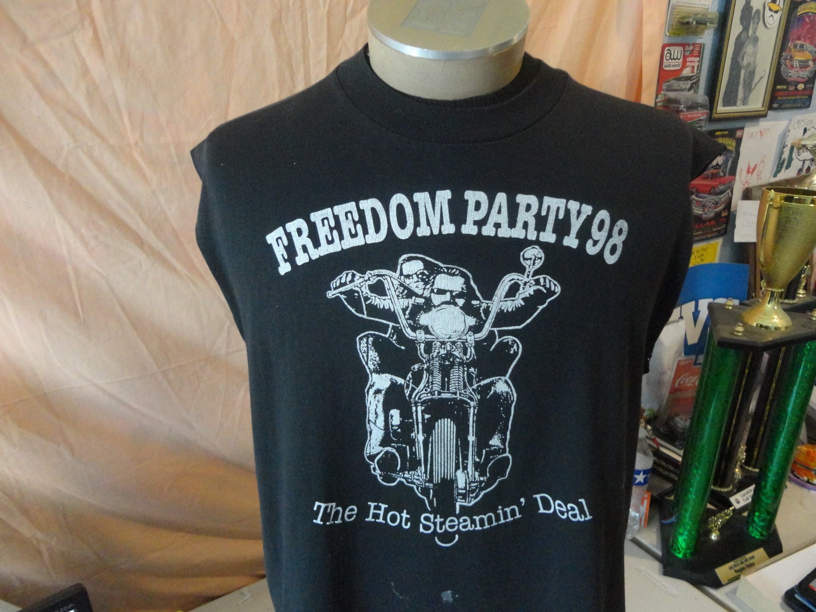 Vintage Freedom Party 1998 Biker Motorcycle Sleeveless T Shirt size L