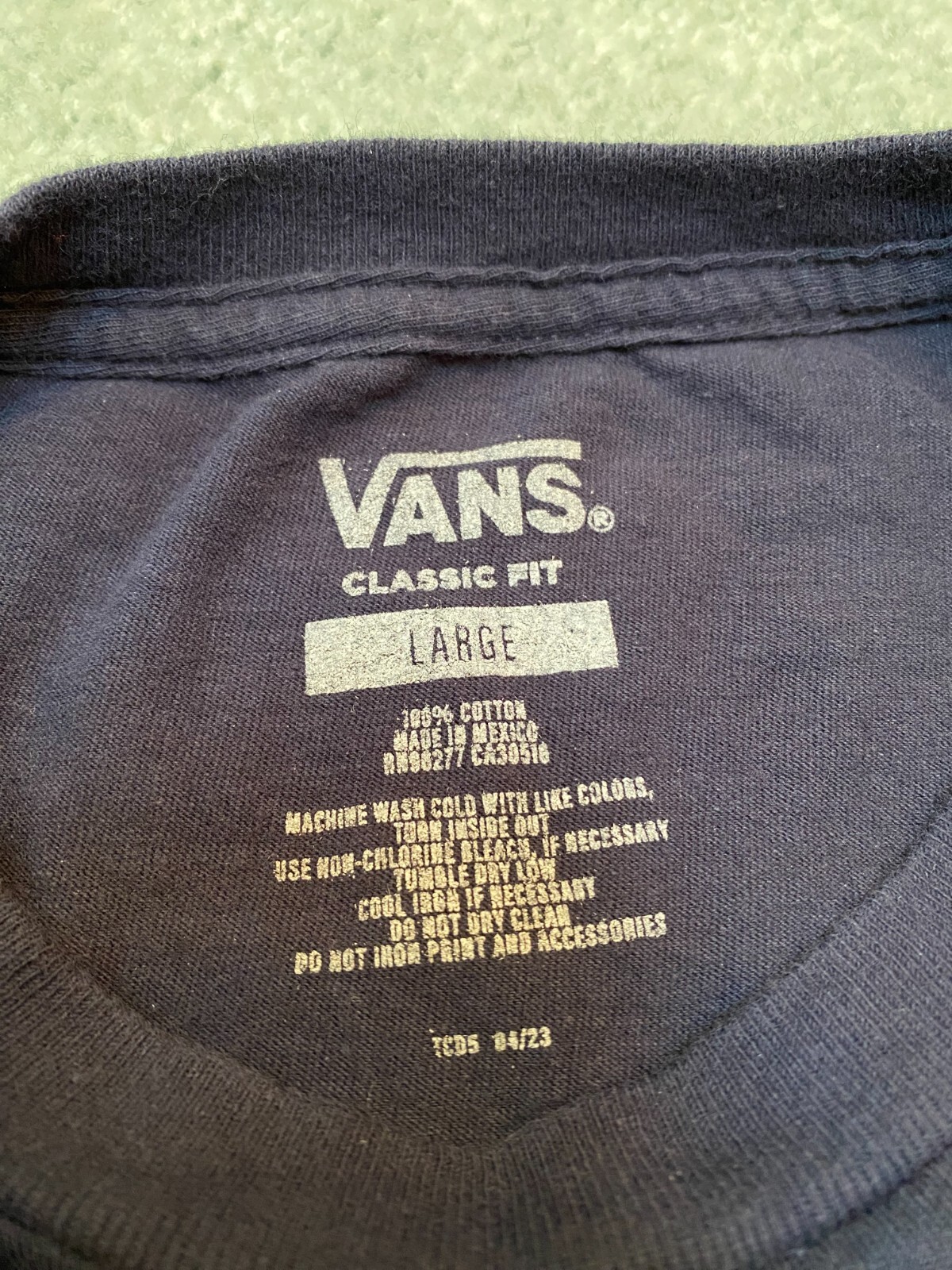 Vans Classic Tee Classic Fit Navy/Frost Gray Size Large
