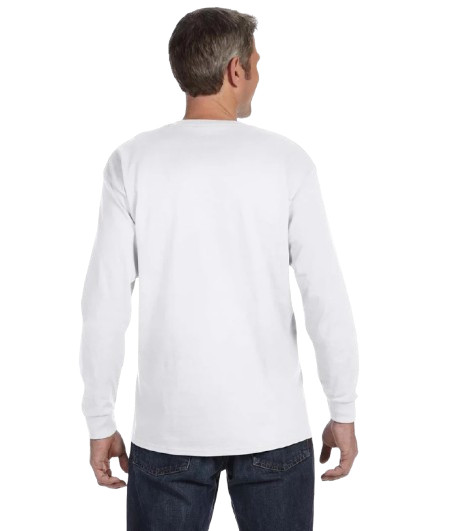 Gildan G540 Mens Heavy Cotton Preshrunk Crew Neck Long Sleeve T-Shirt 3 PK White