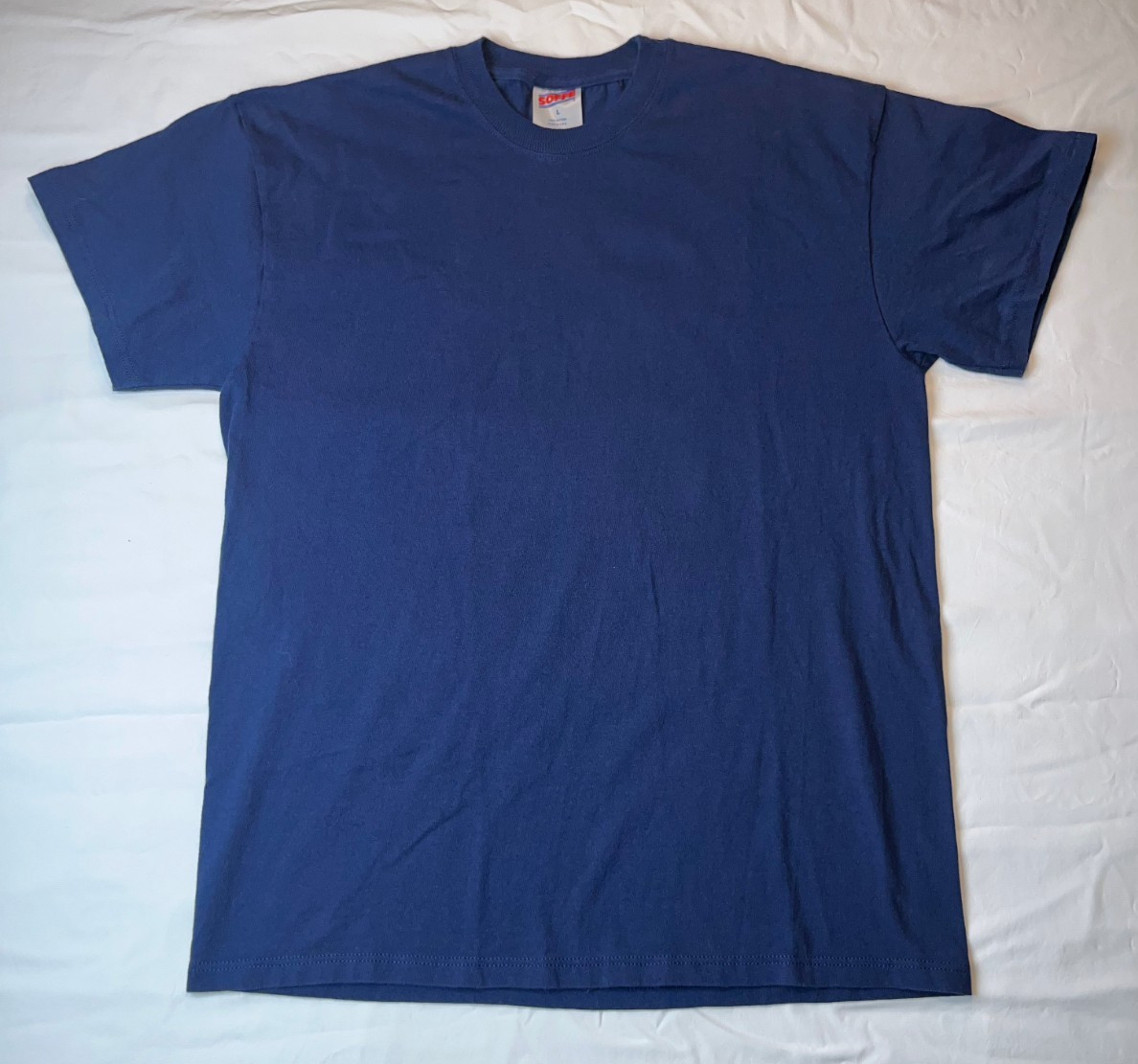 Soffe Navy Blue Short Sleeve BLANK T-Shirt – Cotton – Large – Made in USA