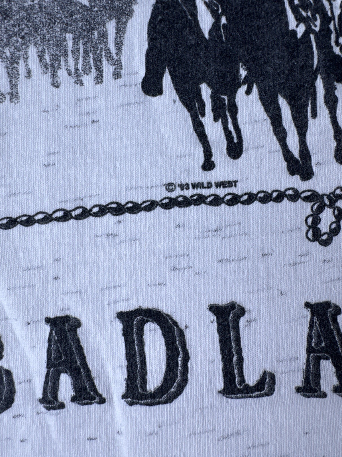 Vintage 90s Badlands SD Cowboy Horse Graphic T Shirt Western USA Single Stitch L