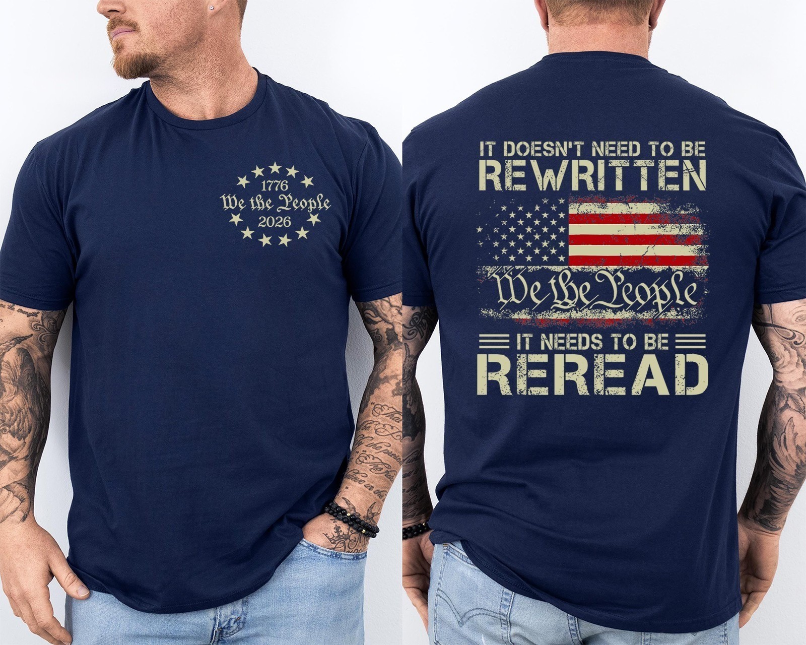 250 Years Anniversary 250th Birthday It Doesn’t Need To Be Rewritten 2 Sided Tee