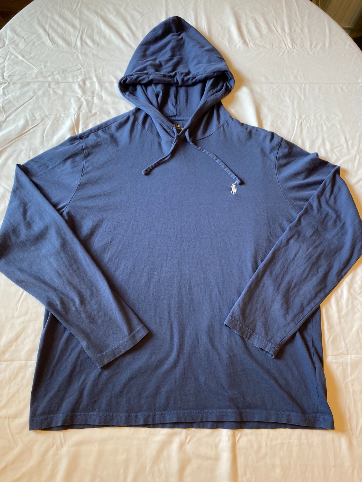 Polo Ralph Lauren Hooded Long Sleeve T Shirt Mens Large Blue Pony Lightweight