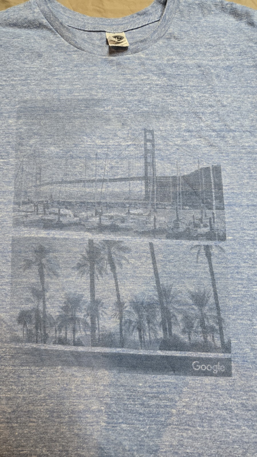 Mens Google Graphic TShirt XL USA Made Soft Tri-Blend Blue Streetwear Tech SFbay