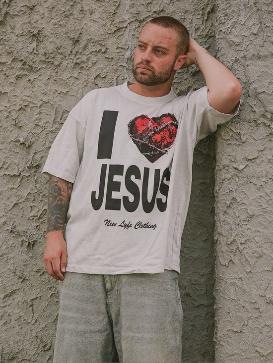 NEW I Heart Jesus T-shirt by New Lyfe Clothing Size Large NWT 100% Combed Cotton