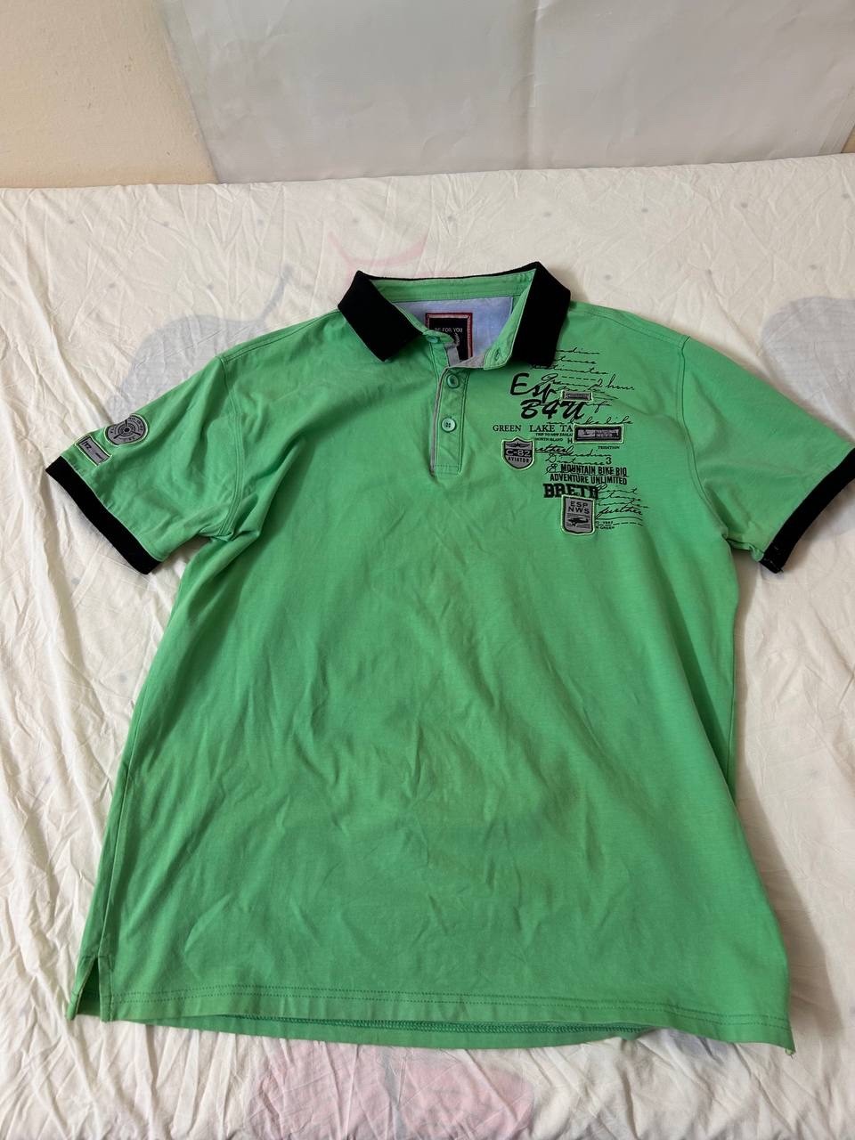Be For You Sportswear Men’s Green Polo Shirt Graphic Embroidered Patches