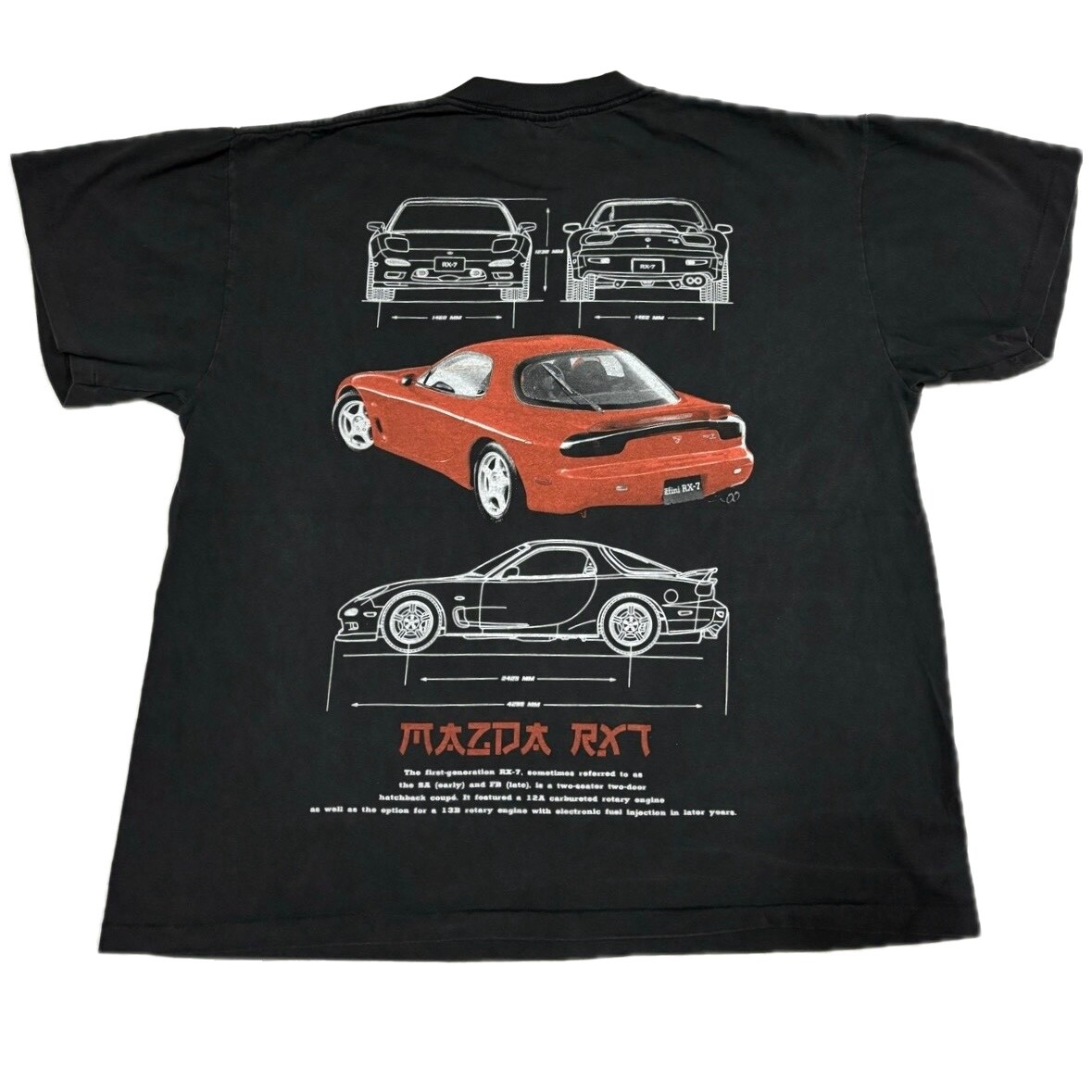 Mazda RX-7 AOP Vintage RARE Car 90s Motor Race XL Single Stitch T-Shirt REPRINT