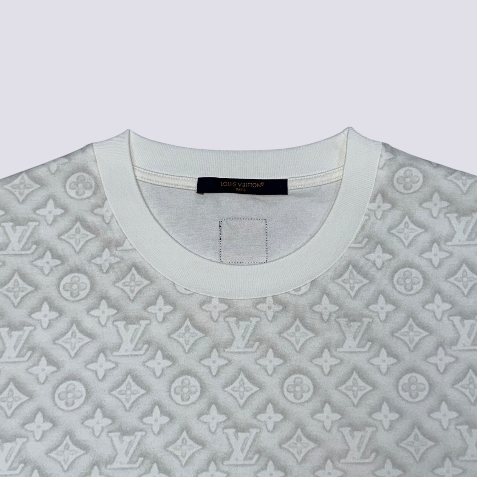 Louis Vuitton LV Monogram Logo Short Sleeve Cotton Crewneck T-Shirt White Size L