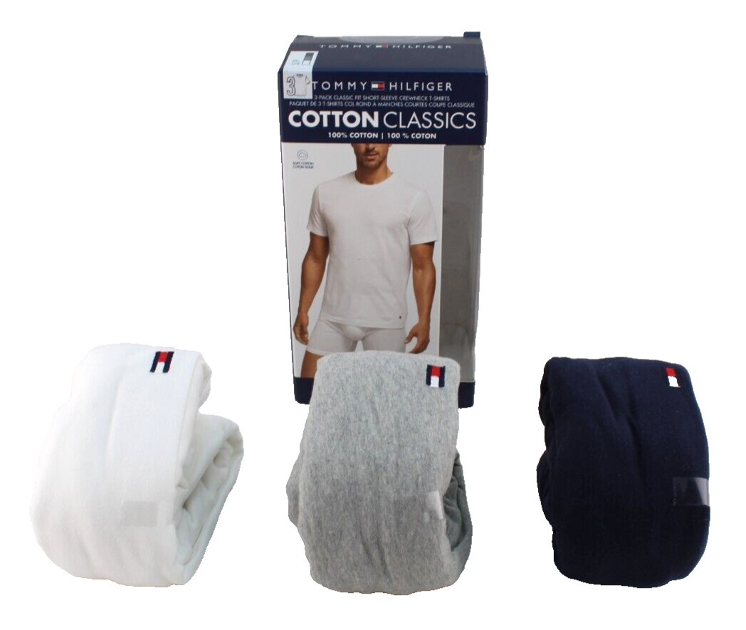 TOMMY HILFIGER Size S 34-36 Multi-Color 3-Pk Classic Crew Neck T-shirts MSRP $42