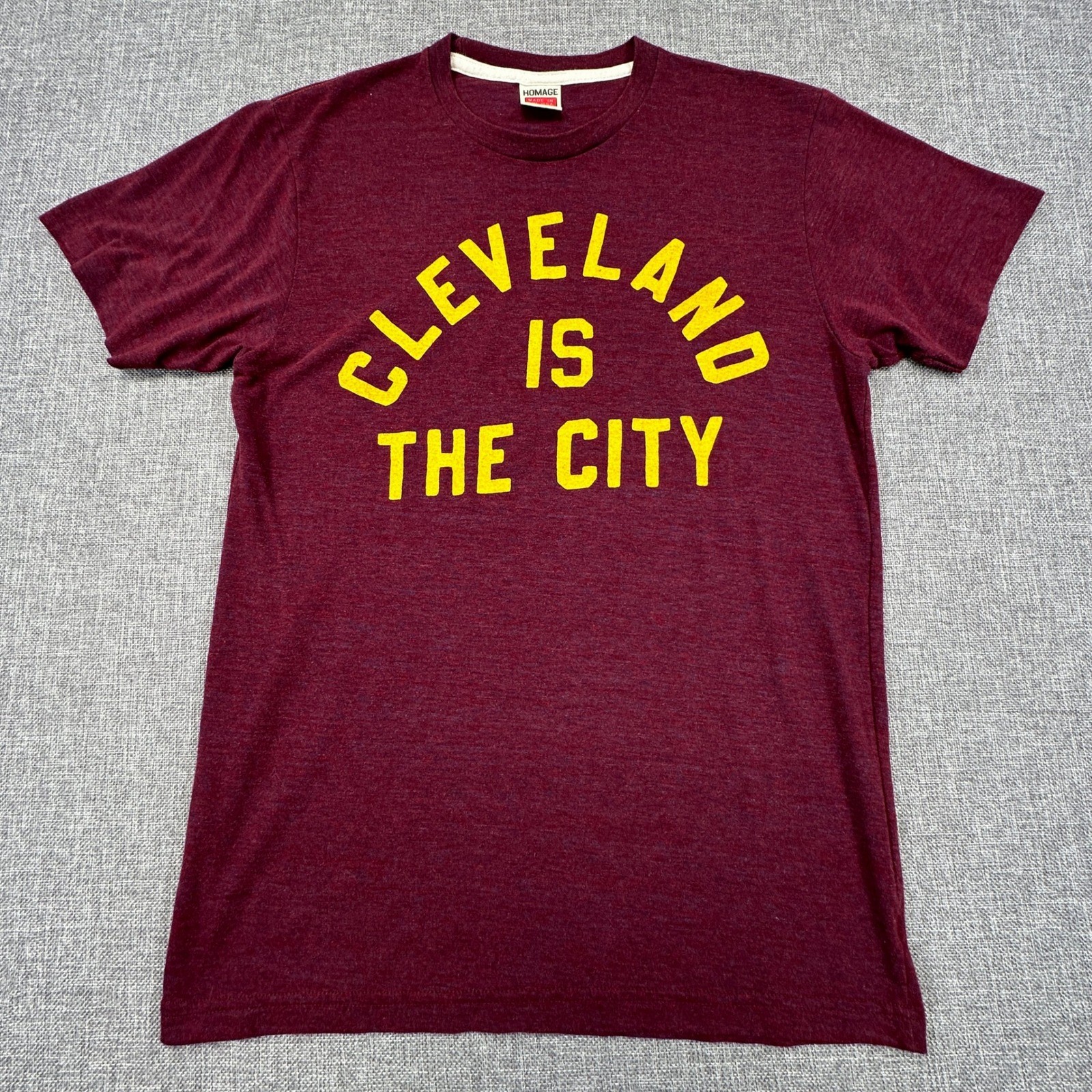 Cleveland Is The City T-Shirt Mens M Maroon Homage Tri-blend Graphic Made in USA