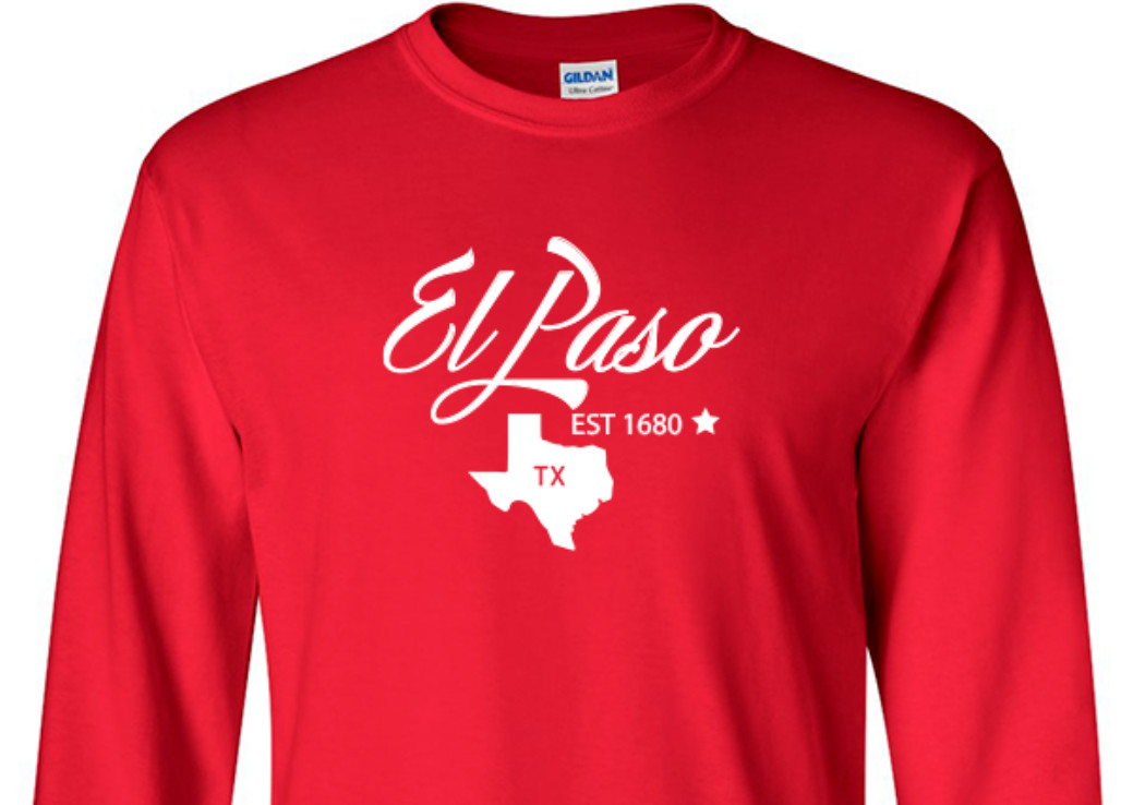 El Paso Texas State T-Shirt Long Sleeve Graphic Tee Unisex apparel Text logo