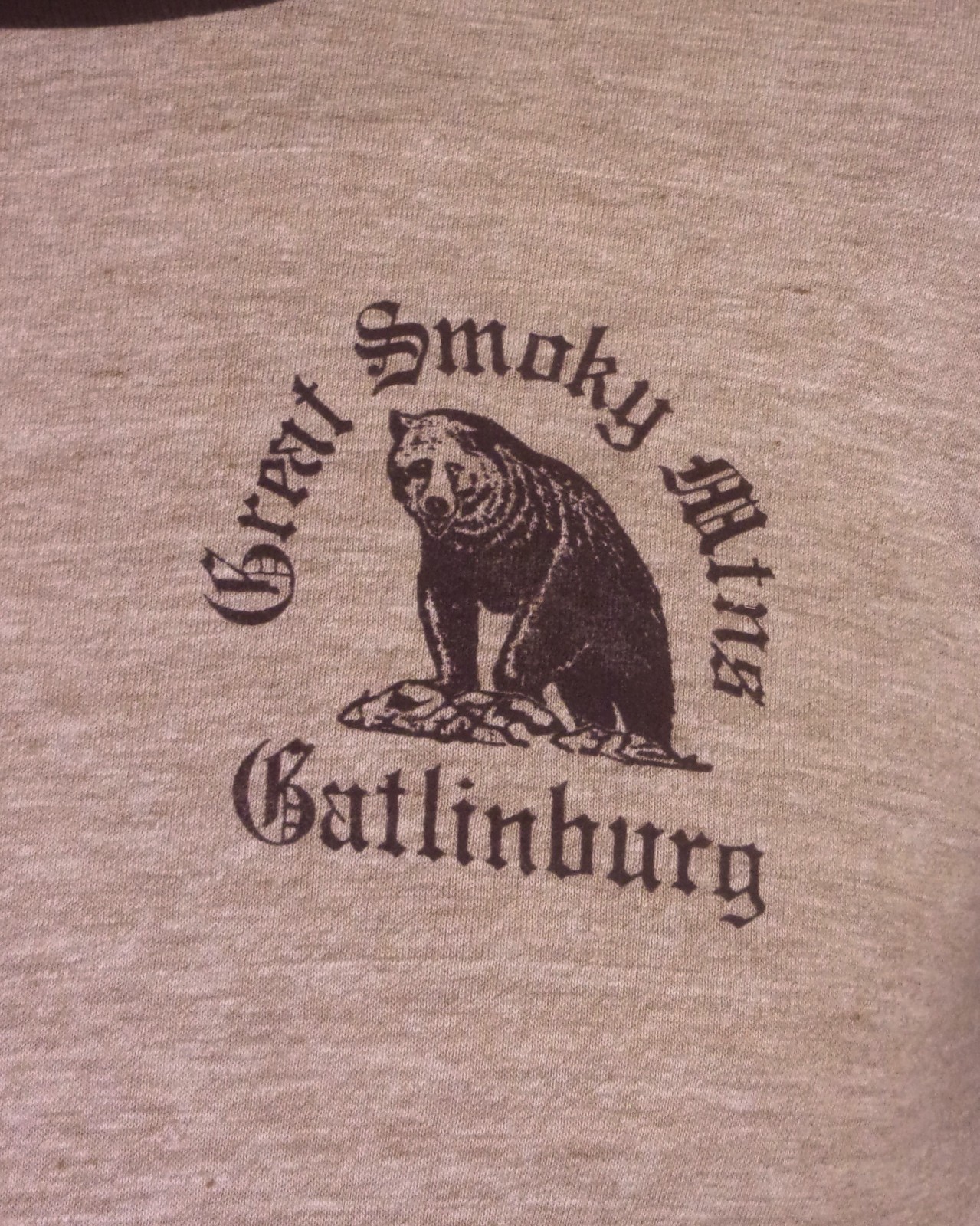vintage 70s 80s Great Smoky Mtns T-Shirt Rayon Tri Blend 2 Tone Gatlinburg SZ M
