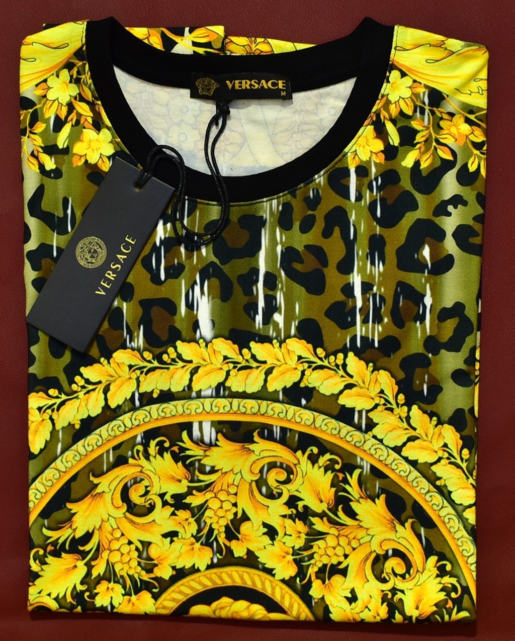 Versace Medusa Leopard Baroque Print T-Shirt Black Gold Style Tee Size 3XL