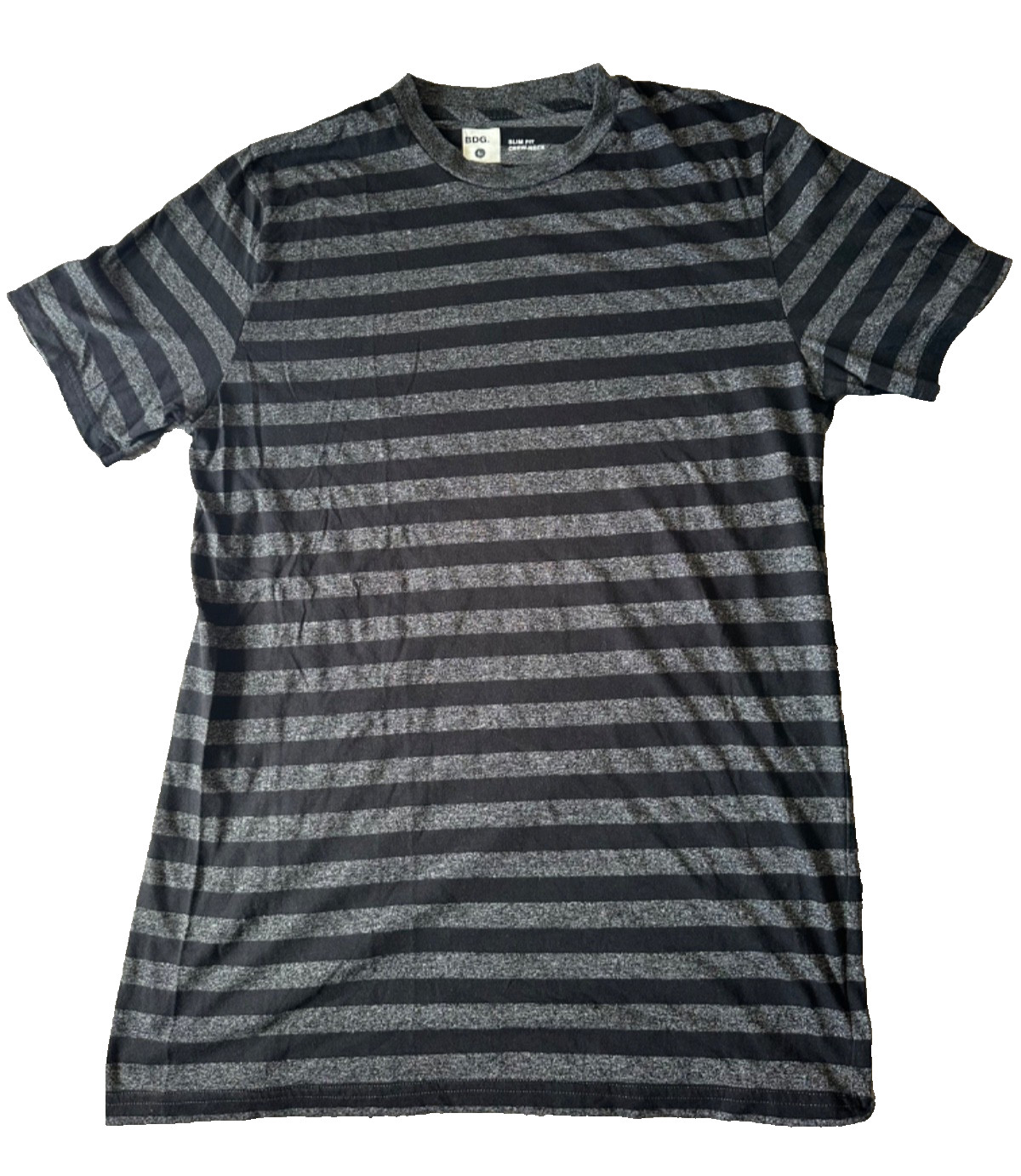 BDG Slim Fit Men’s Crew Neck T-Shirt Striped L Black & Gray