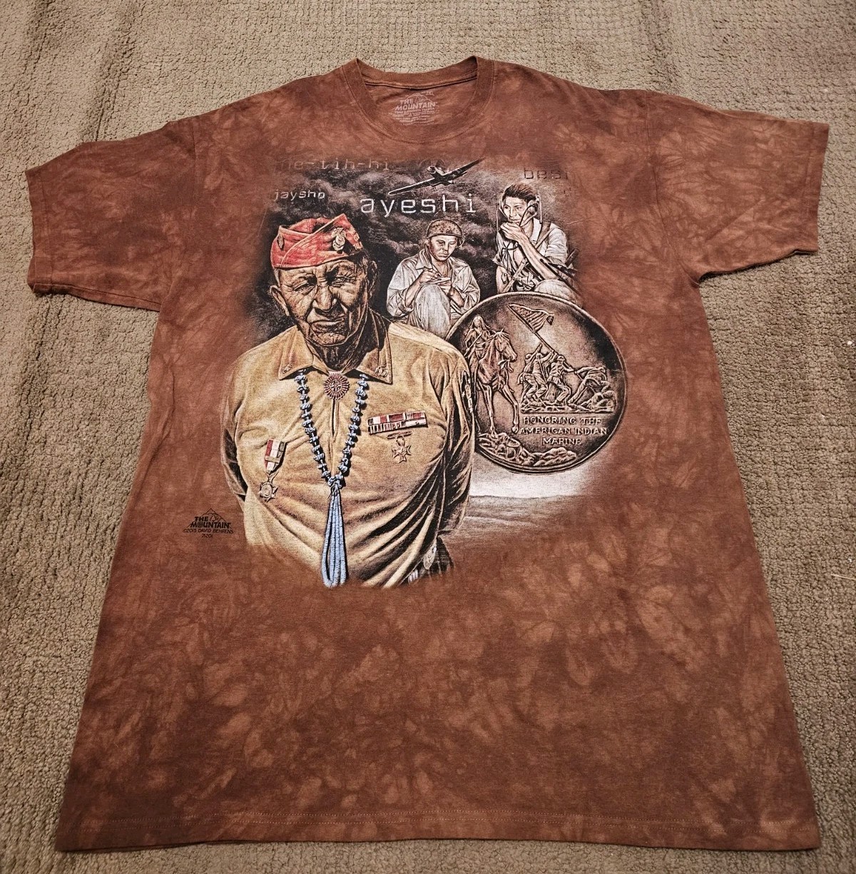 THE MOUNTAIN American Indian Marine Brown Tie Dye T-SHIRT – 2XL