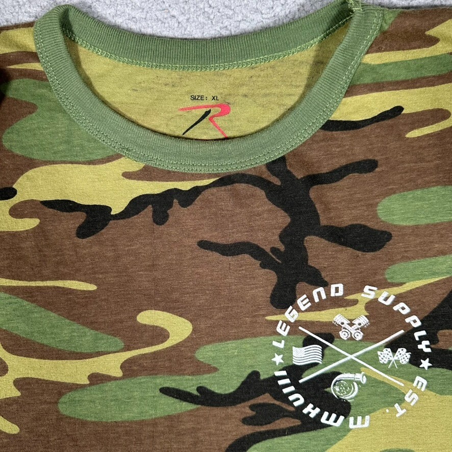 RothCO Shirt Mens XL Green Camo Graphic Tee Hunting Casual Preppy Logo