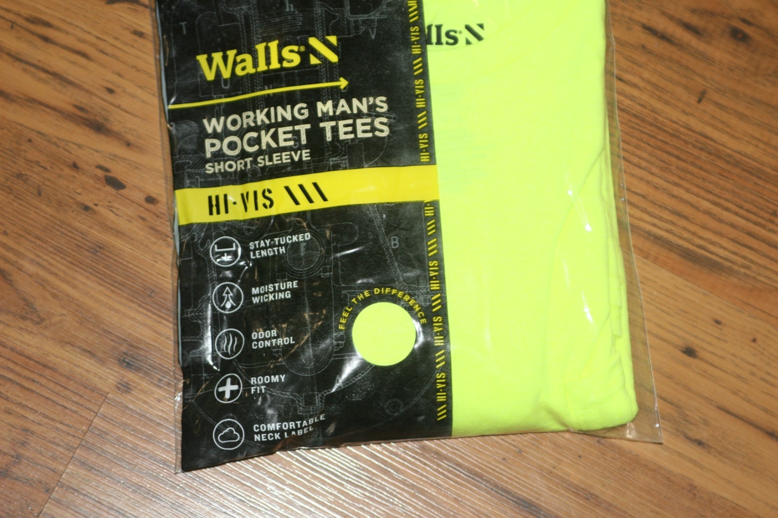 NIP Walls Working Man’s Pocket Tees S/S Hi-Vis Yellow – Medium – 2 Pack