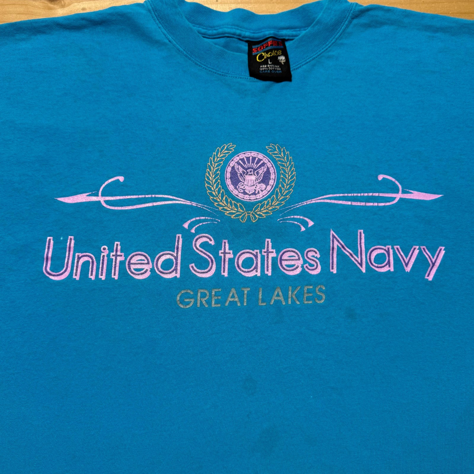 Vintage 90s United States Navy Military Base Great Lakes Graphic T-Shirt – Large