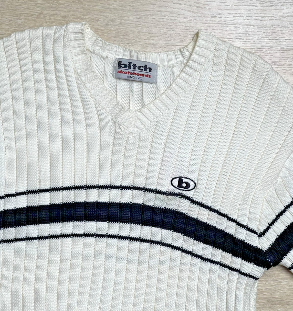 Vintage Bitch Skateboards V-neck knit sweater, Size Medium 90S
