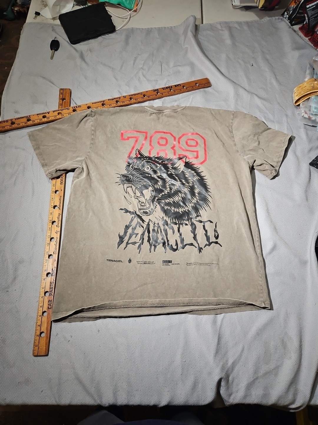 Tenaciti Studios Shirt Mens 2XL XXL Beige Graphic Print Casual Streetwear Tee