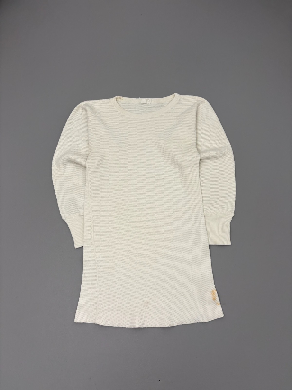 Vintage 70s JcPenny Thermal Shirt White 100% Combed Cotton Waffle Knit Flaws L