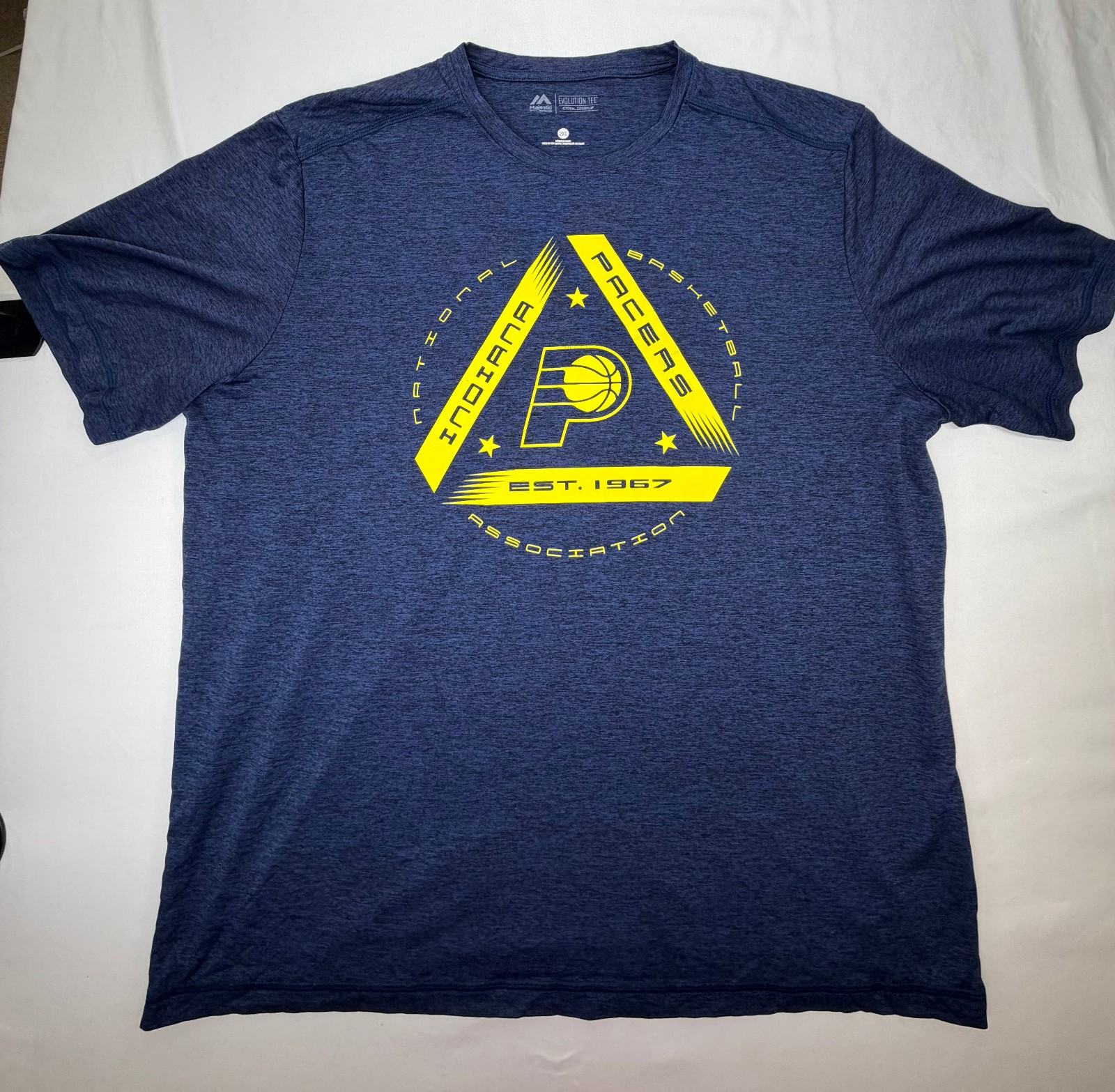 Majestic Men’s Graphic T-Shirt Indiana Pacers Basketball Size XXL Blue