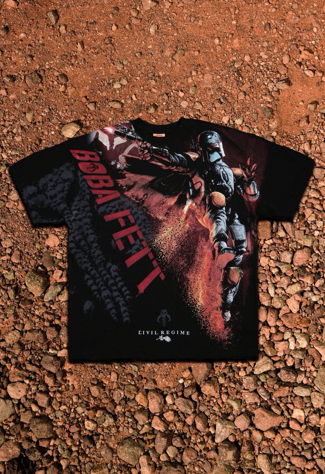 Civil Regime Boba Fett Graphic Print Black Cotton Crew Neck T-Shirt Size M