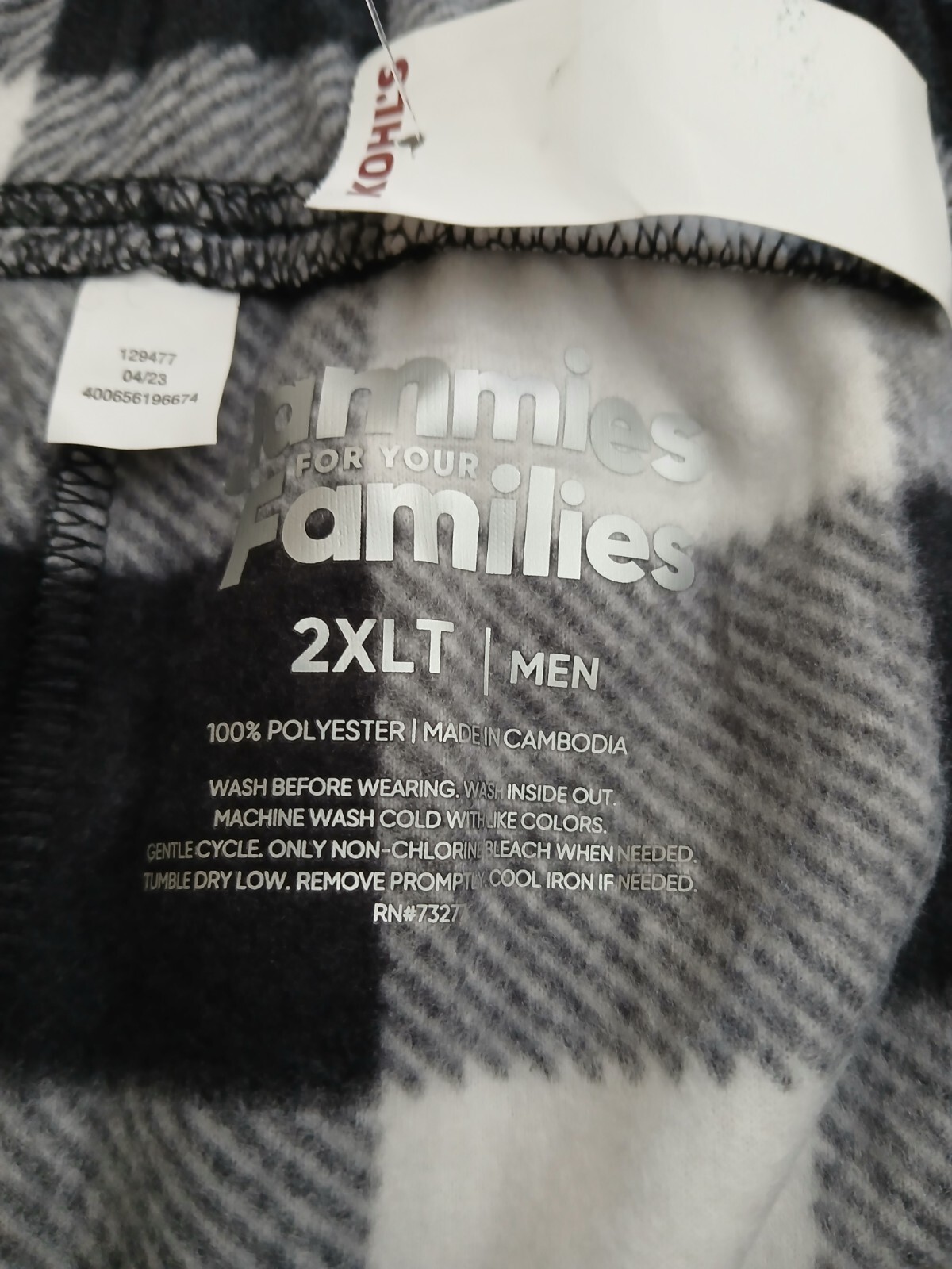 Jammies For Your Families 2XLT Men 100% Polyester Machine Wash A102