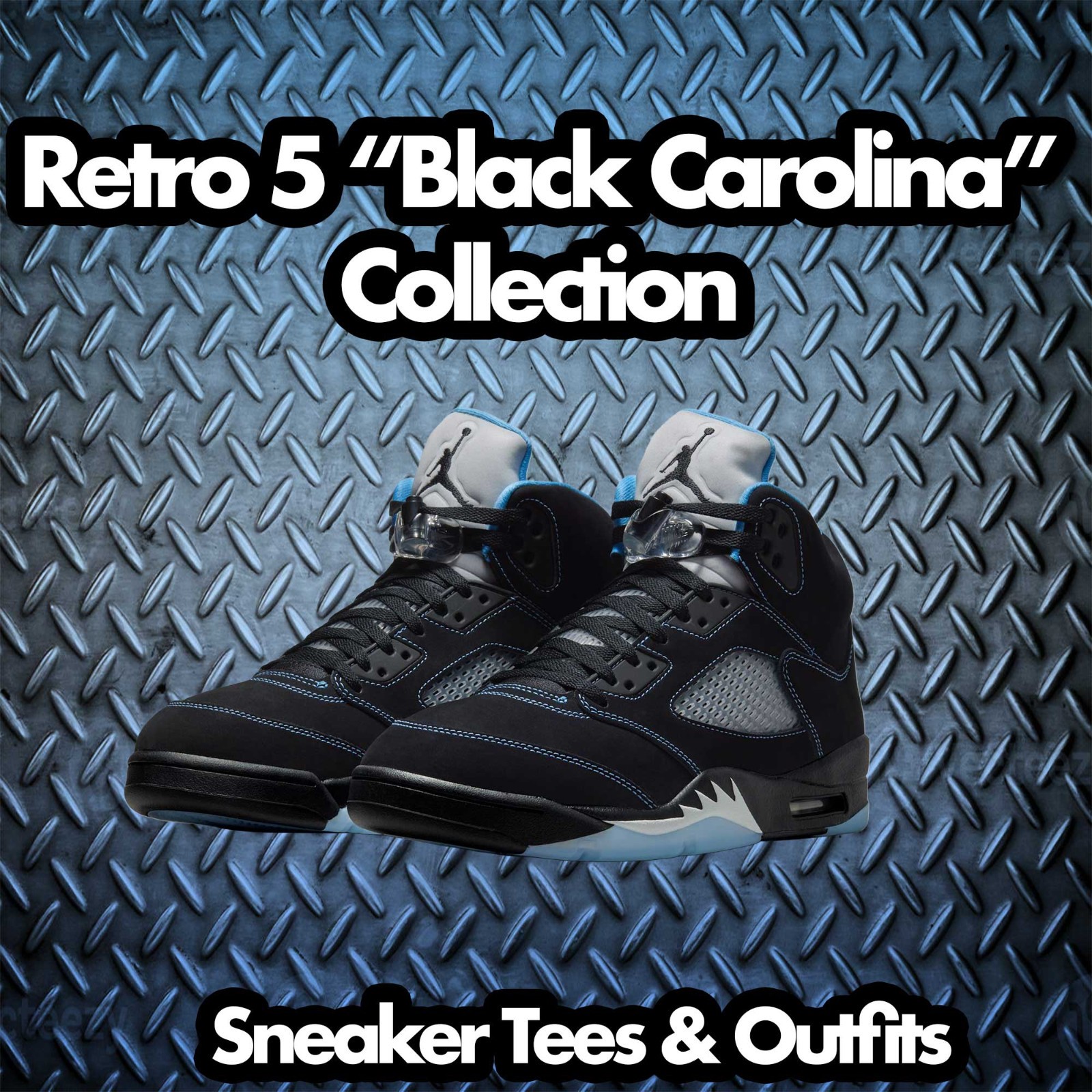 T-Shirt To Match AJ Retro 5 Black University Blue Sneakers – Mindset Tees
