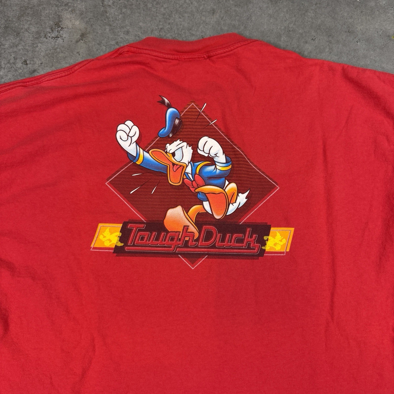 Vintage Donald Duck T Shirt Mens XXL Red Distressed Y2K USA