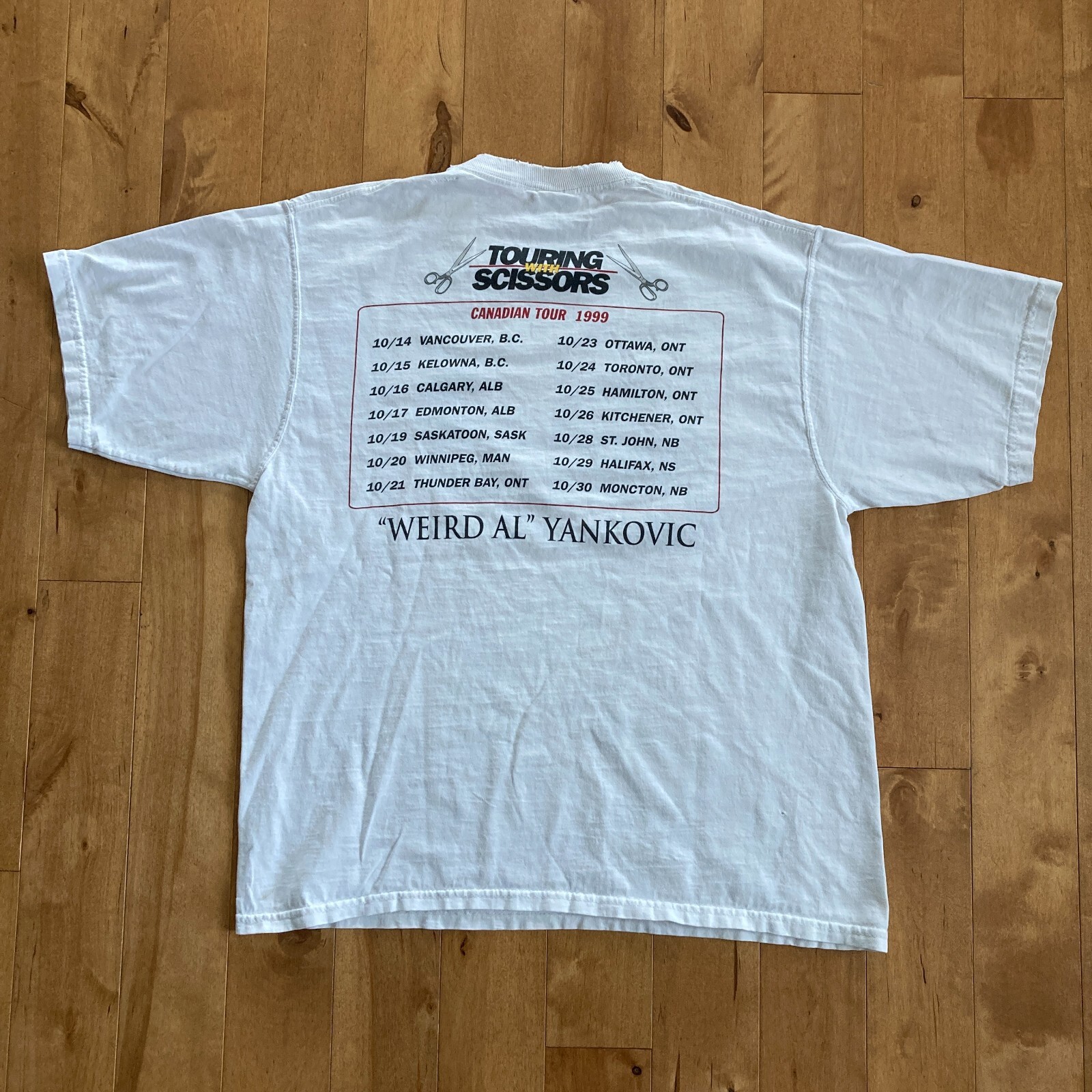 Vintage 1990s Weird Al Yankovic Touring with Scissors T-shirt 1999 Concert Tee