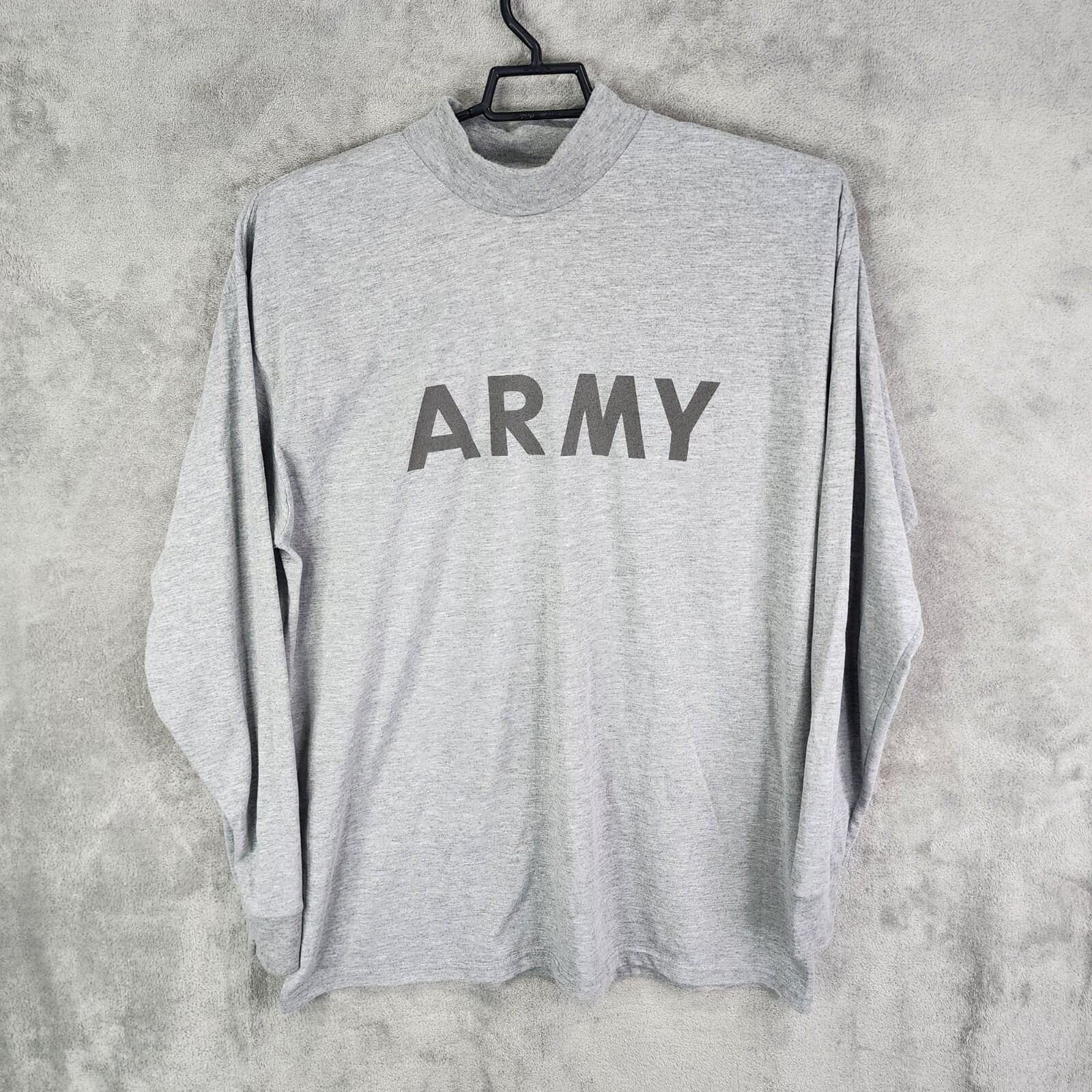Mens Gray Army Physical Fitness Uniform Shirt Long Sleeve 100% Polyester Size XL