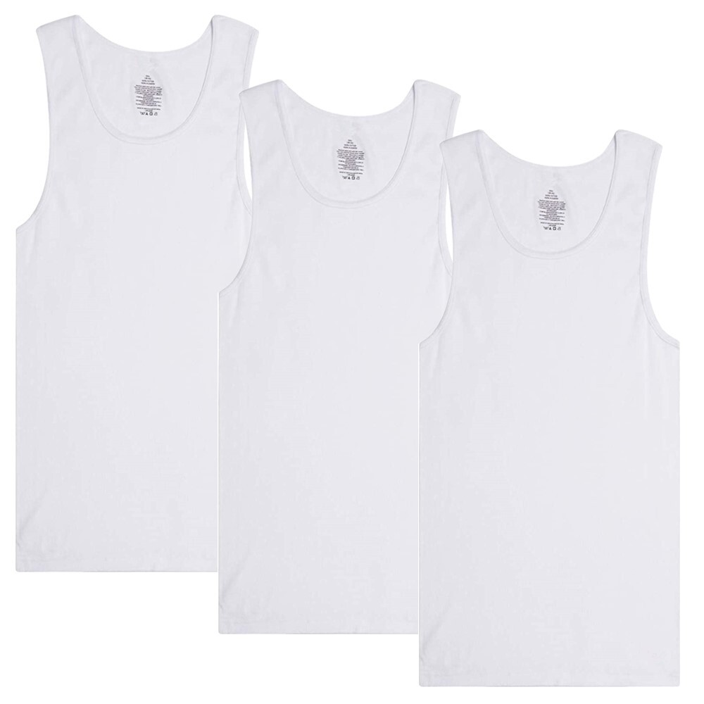 3 Packs Men 100% Cotton Ribbed Tank Top A-Shirt Wife Beater Undershirts S-2XL
