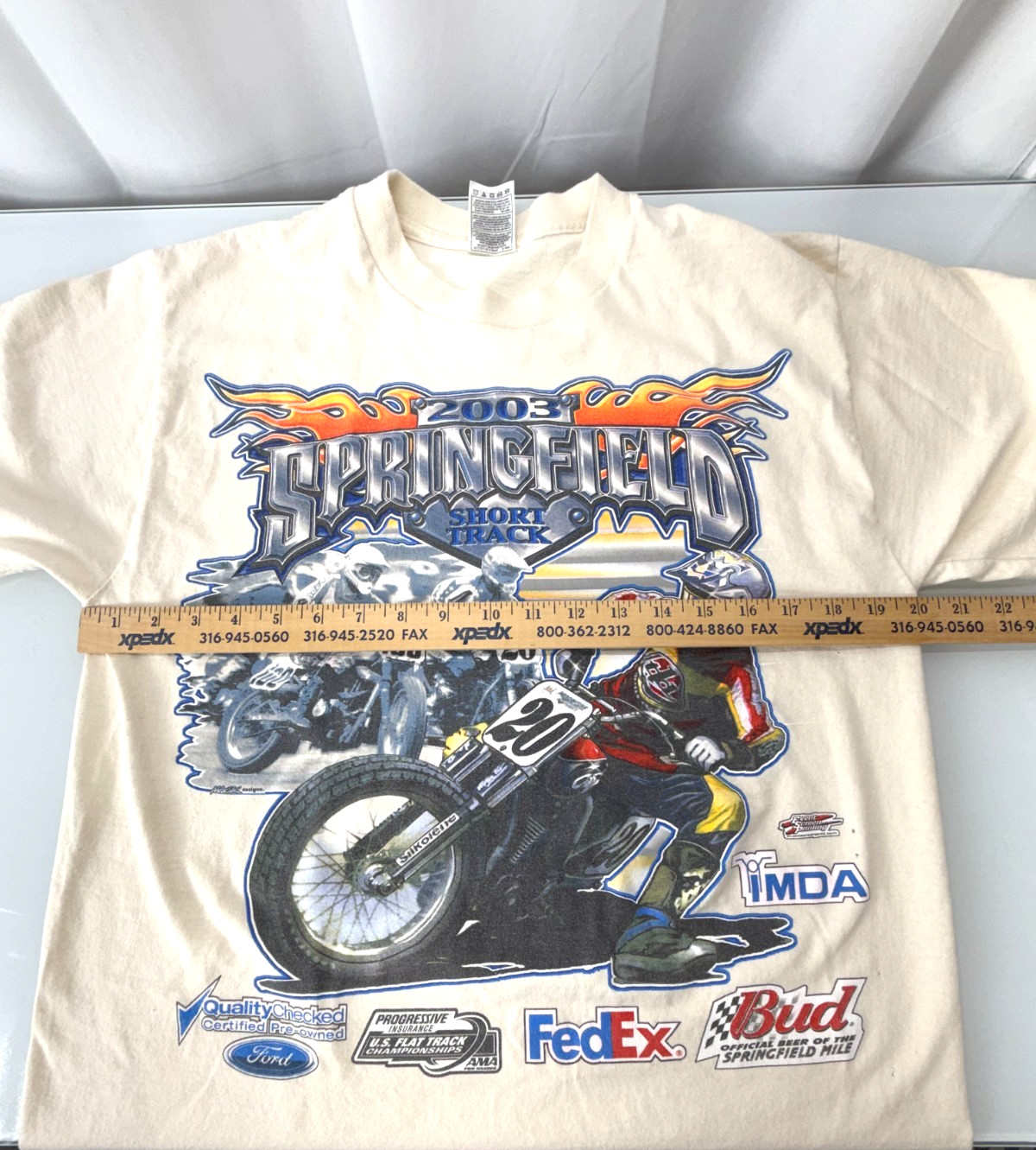Men’s Size M 2003 Y2K Springfield Flat Track Dirt Race Motorcycle Short Track