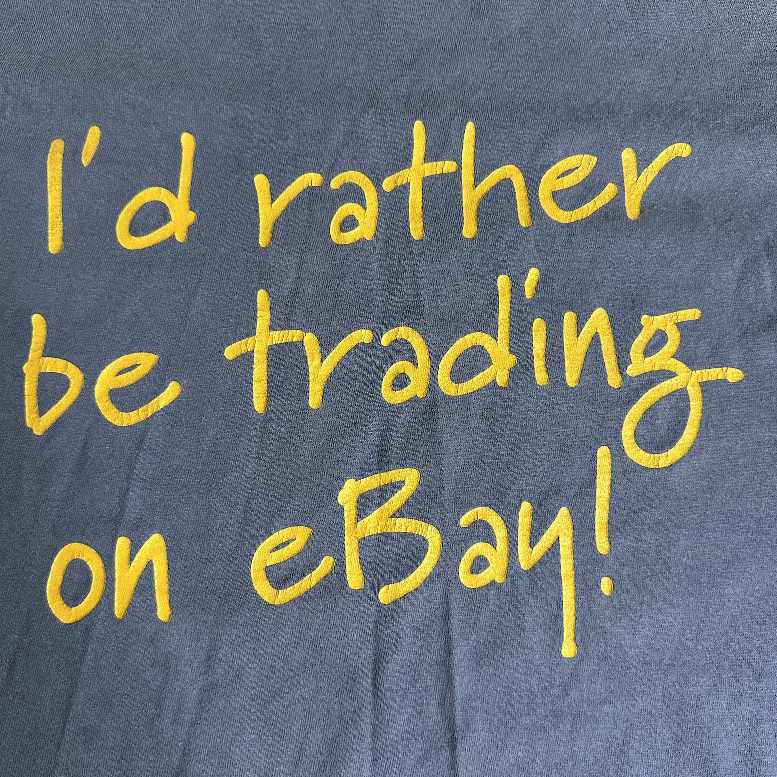 VIntage eBay Promo Shirt Mens XL Blue I’d Rather Be Trading on eBay Y2K Distress