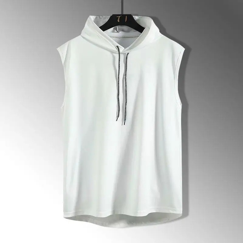 Solid Color Men’s Tank Tops Vest Sleeveless Tees For Male Hooded